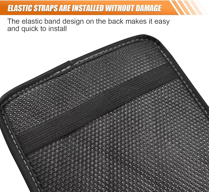 Leather Center Console Cover for Cars, Waterproof Arm Rest Box Protective Cover Car Center Console Cushion Pad, Universal Middle Console Armrest Pad Cover for Most Vehicles (Black/Beige)