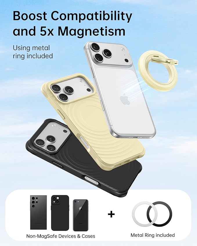 SYNCWIRE Magnetic Phone Ring Holder for MagSafe, 360° Rotation Dual Sided Magnet Grip Cell Phone Ring Stand Finger Kickstand Compatible with iPhone 17 16 15 14 13 12 Pro Max fits MagSafe