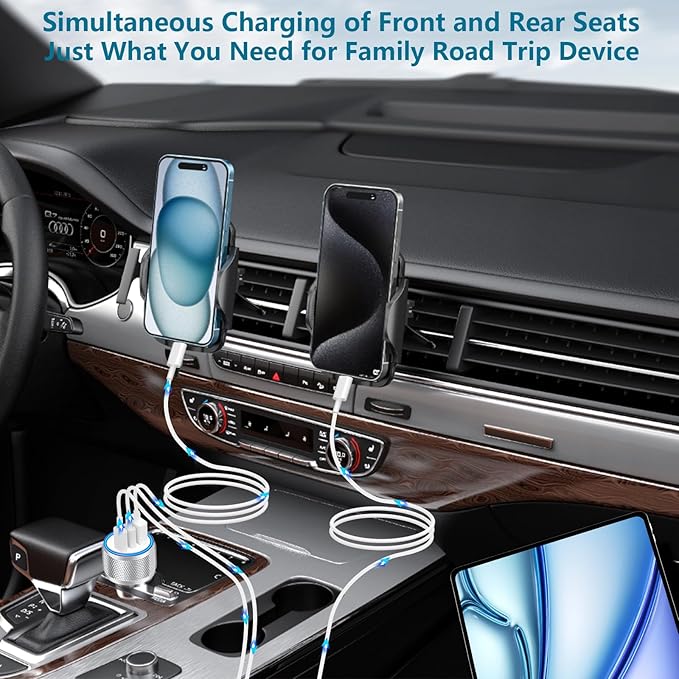 USB C Car Charger, Rombica 3Port 67W Dual USB-C&USB-A Car Power Cigarette Lighter USB Charger Adapter PD/QC Type C Car Charger Fast Charge for iPhone 17 17 Pro 16 15 14 13 12/Galaxy S26 S25/Pixel/iPad