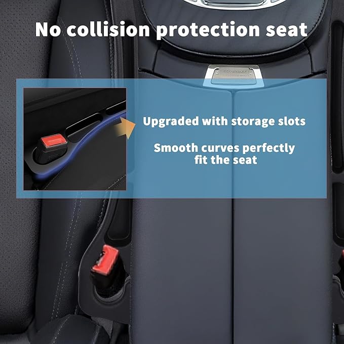 Car Seats Gap Filler Dual-Slot Car Seat Gap Organizer – with Belt Slot, Anti-Drop Gap Filler for Cars & SUVs – No More Lost Items, All Within Reach (2PCS) (Brown)