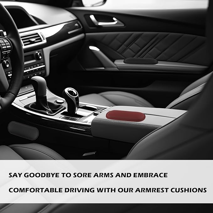 2PCS Leather Car Door Armrest Pad with Memory Foam,Comfort Car Elbow Rest Pad for Soothing Sore Elbows & Knees,Self-Stick Car Arm Rest Cover Pad Fit for Doors/Armrests Boxes (Black)