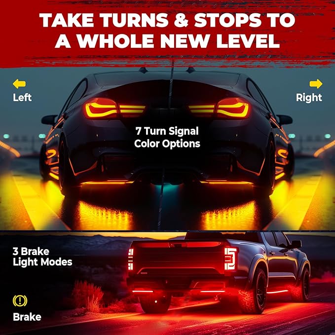 6Pcs Car Underglow Neon Accent Strip Lights 252 LEDs RGB 8 Color Sound Active Function Music Mode with Wireless Remote Control Underbody Light Strips for Car Van SUV Truck, 2 Years Warranty