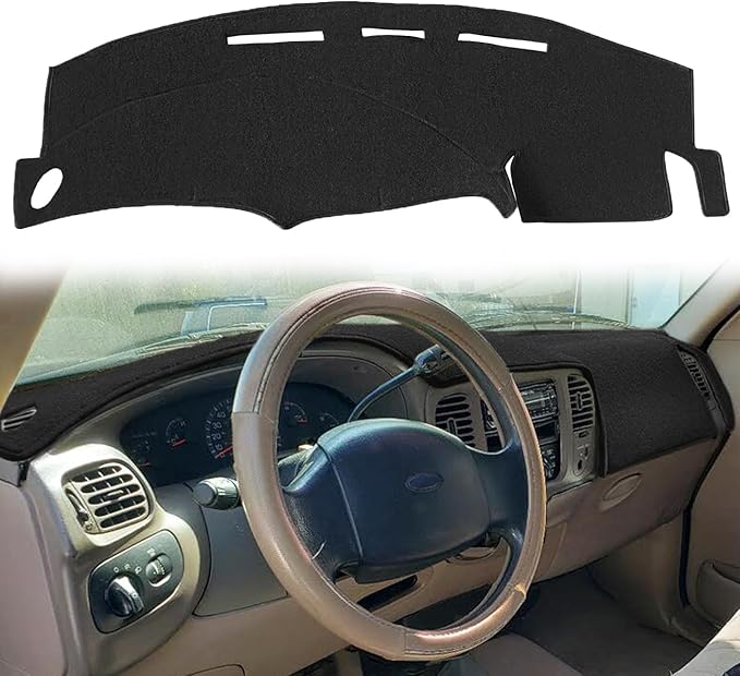 Yiz Dash Cover Mat Custom Fit for Ford F150 F250 Expedition F150 Heritage 1997 1998 1999 2000 2001 2002 2003 w/o Climate Sensor w/o Light Sensor, Dashboard Cap Pad Carpet Protector (97-03 Black) J61