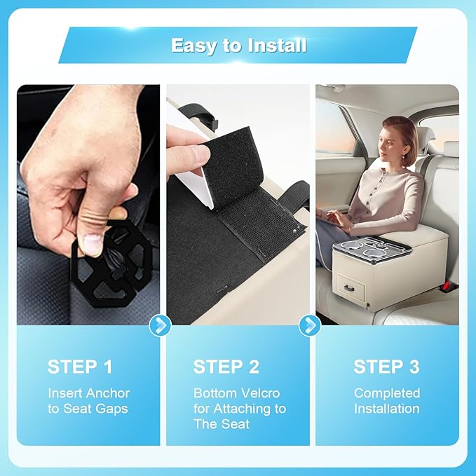 Center Console, Universal Bench Seat Center Console with Fast Phone Charging, Back Seat Car Organizer, Automotive Center Console with Cup Holder & Phone Holder (Beige)