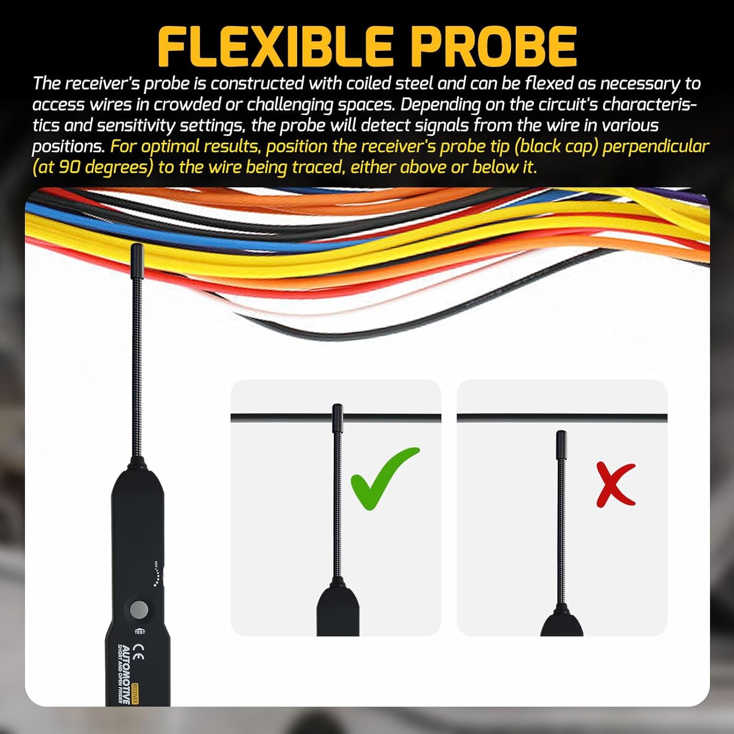 Automotive Electrical Open&Short Finder Circuit Tester Circuit Finder Detector Tone Generator Cable Wire Breaker Tracker Circuit Fault Finder DC 6-42V Car Diagnostic Tool