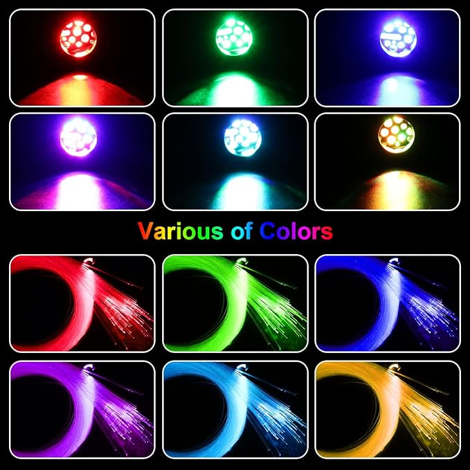 AKEPO Small Size 16W Twinkle APP Fiber Optic Lights, Music Activated 9.8ft/3m*500pcs*0.03in/0.75mm Optical Fiber RGBW Starlight Headliner Kit for Car Truck Star/Home Ceiling