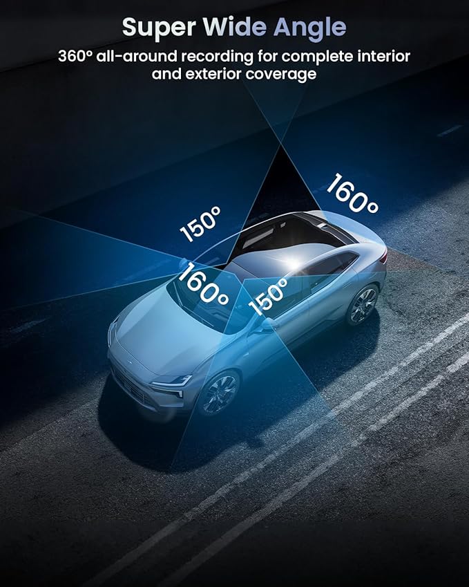 IIWEY 4 Channel Dash Cam 360° View, STARVIS 2 Front 2.7K Rear 2K Inside 1080P x2, 8IR LEDs Night Vision 3.0, PlateTag AI for Plate Clarity, 5GHz WiFi GPS, Voice Control, 24/7 Parking Mode, 128GB Card
