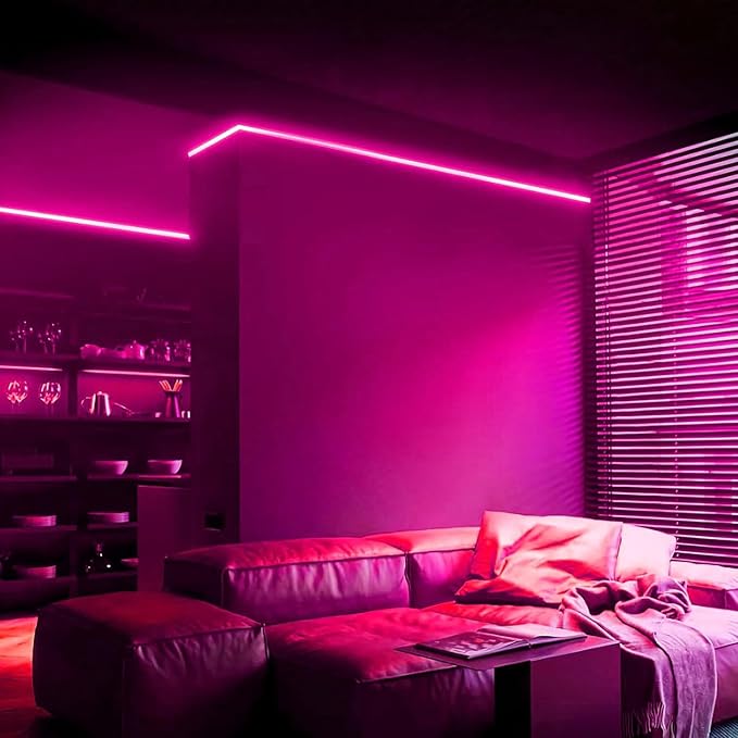 iNextStation 16.4FT/5M Pink LED Strip Lights, DC12V Silicone Neon Light Strip, IP65 Waterproof Led Rope Lights 0.98In Cuttable for DIY, LED Light Strip for Bedroom, Indoor, Outdoor(No Adapter)