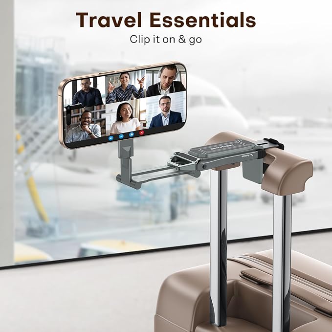 OMOTON TP02 360°Rotating for MagSafe Tripod Mount, Adjustable Aluminum Magnetic Phone Tripod for iPhone 17/16/15/14 Pro Max Air, Foldable Cell Phone Stand Fits Vlog, Gym, Travel Essentials, Gray