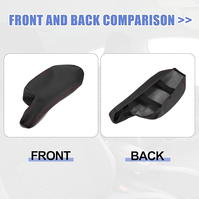 X AUTOHAUX Car Center Console Armrest Cover for Mazda 3 2014-2016 Faux Leather Interior Arm Rest Cover Elbow Cushion Pad Black Red Stitches