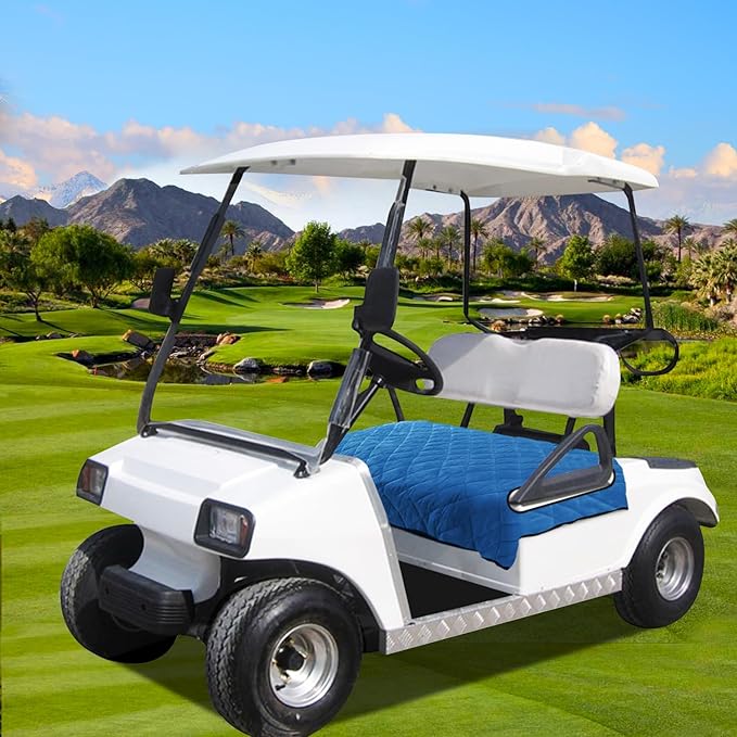 YOKYHOM Golf Cart Seat Covers, Golf Cart Seat Towel Blanket, Short Plush Surface, Soft and Comfortable, Suits EZGO, Yamaha, Club Car and Other 2-Seat Golf Carts, 51"x 30.5", Deep Blue