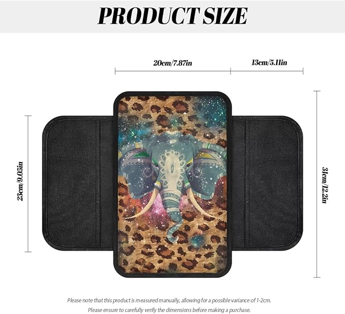 Elephant Leopard Pattern Center Console Covers for Cars Elastic Car Armrest Cushion Anti-Slip Vehicle Armrest Cover Pad Car Decoration Accessories Interior Protection