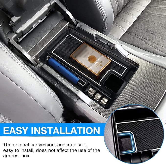 Autorder Center Console Organizer for 2021 2022 2023 2024 Toyota Venza Accessories Armrest Storage Box Secondary Insert Tray with 2 Color Mats