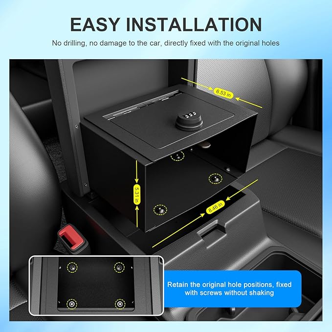 SZYANG Center Console Safe Organizer Compatible with 2024 2025 2026 Toyota Tacoma Lock Box Console Safe Vault Center Armrest Manager Replacement for 2024 2025 2026 Toyota Tacoma Accessories