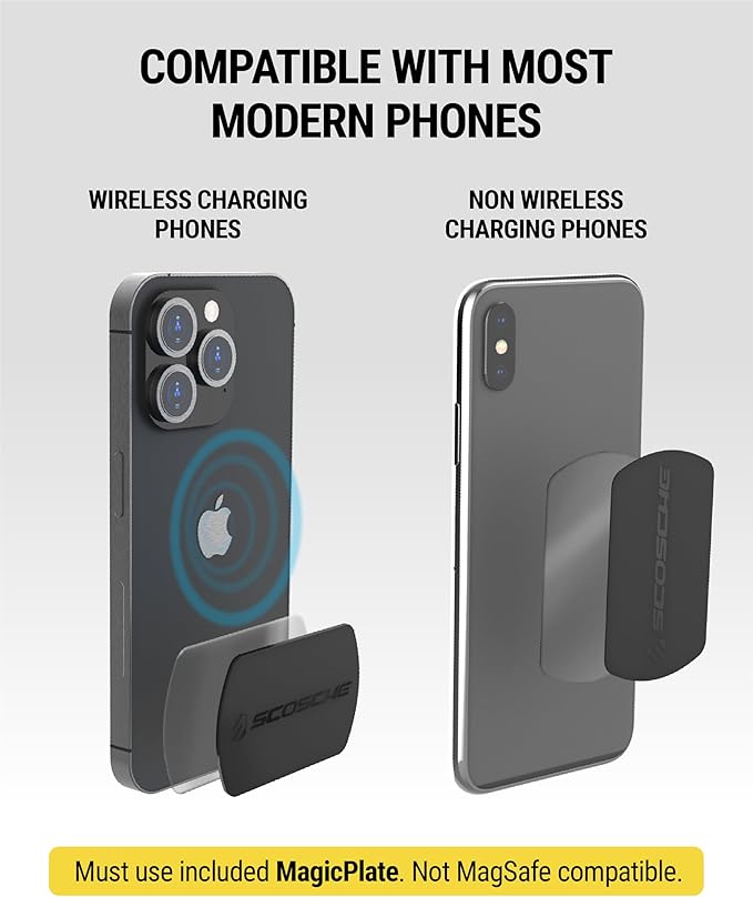 Scosche MXWDL Magnetic Cell Phone Car Mount, Suction Cup Phone Holder for Car Dashboard/Windshield with Extra Strong Magnet and Thick Metal Plate Compatible with iPhone, Samsung, and All Devices