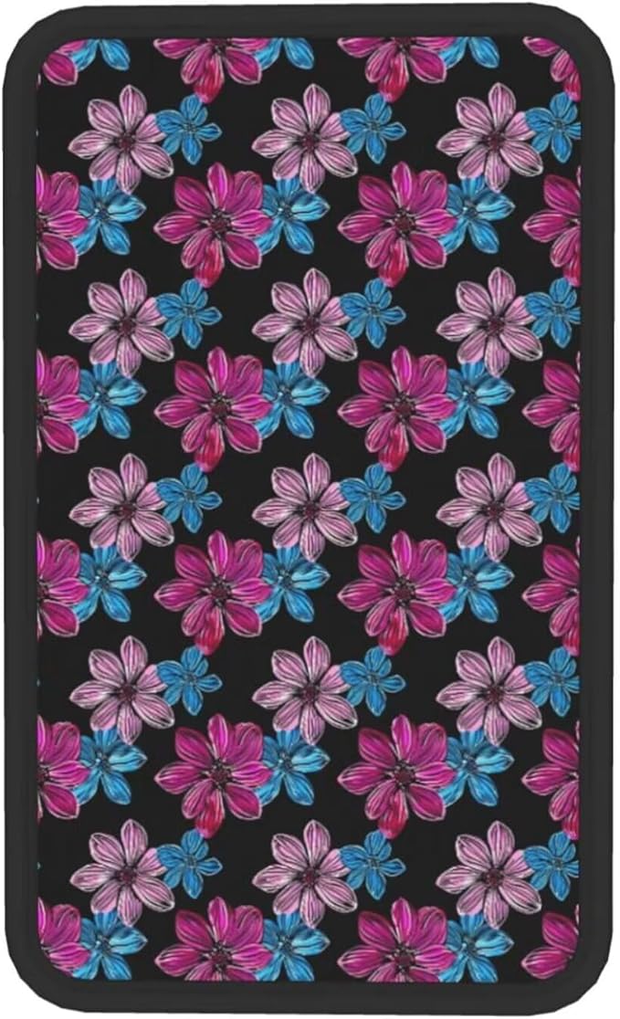 Car Center Console Cover Hibiscus Armrest Cushion Scratch Resistant and Waterproof Arm Rest Pads Flower Tropical Cars Decor Accessories, Purple Pink