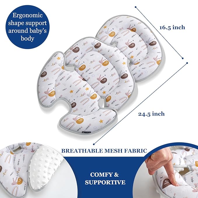 Innokids Head and Body Support Pillow Infant Car Seat Insert for Newborn to Toddler Stroller Cushion (Snail)