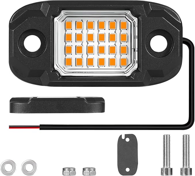 12Pods LED Rock Lights Amber 24led Chips Waterproof Neon Underglow Lighting Kit for Trucks SUV ATV Car