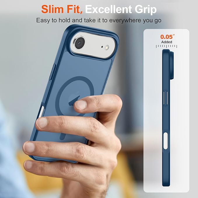 SUPFINE Magnetic for iPhone Air Case (Compatible with MagSafe)(Military Grade Drop Protection) Slim Translucent Matte Shockproof with Anti-Fingerprint Phone Cover for 17 Air,Deep Blue
