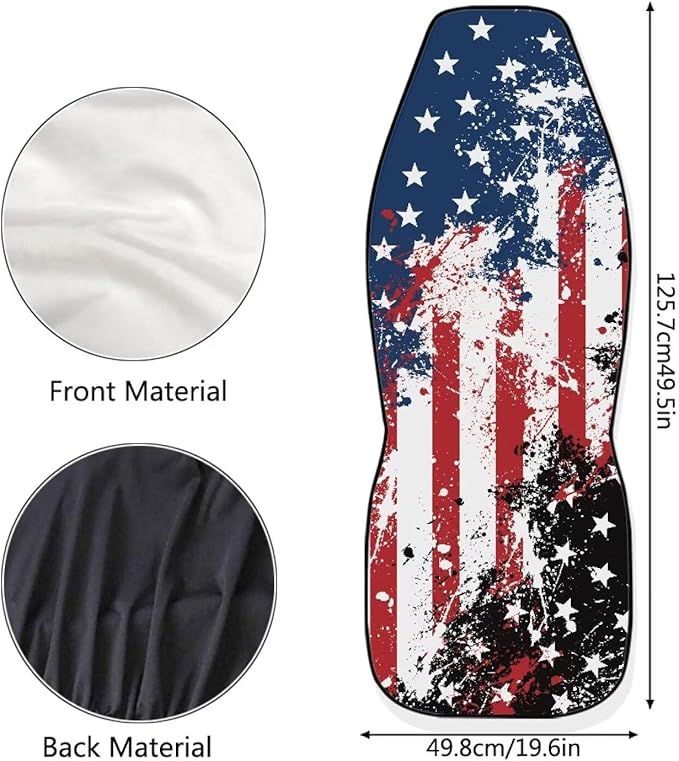 ELEQIN America Flag 2 Pack Front Car Seat Covers Universal Seat Protector Car Interior Decor Mat Covers for Auto SUV Van Truck Car Interior Decor