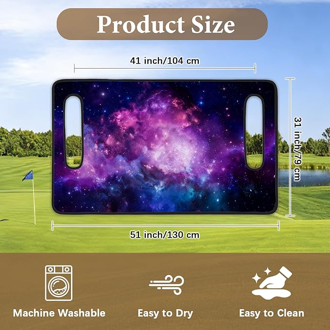 Golf Cart Seat Covers, Pulple Sky Golf Cart Seat Towel Blanket Club Car for Golf Lover, Golf Cart Accessories, Keep Seat Comfortable and Cool for 2-Seat Golfs Carts, Gifts for Christmas Thanksgiving