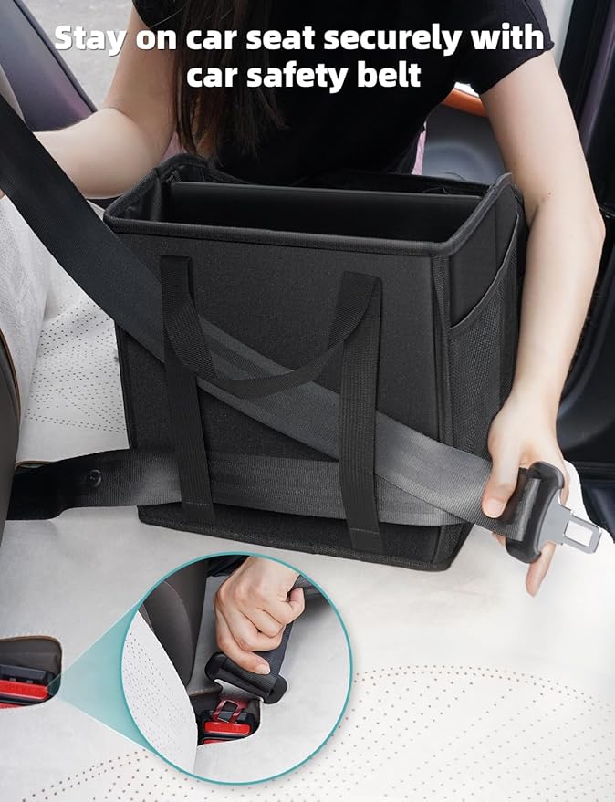 YOHOOLYO Car Seat Organizer Backseat Car Organizer with 4 Compartments, 4 Cup Holders and 7 Mesh Pockets for Front and Rear Seat, Black