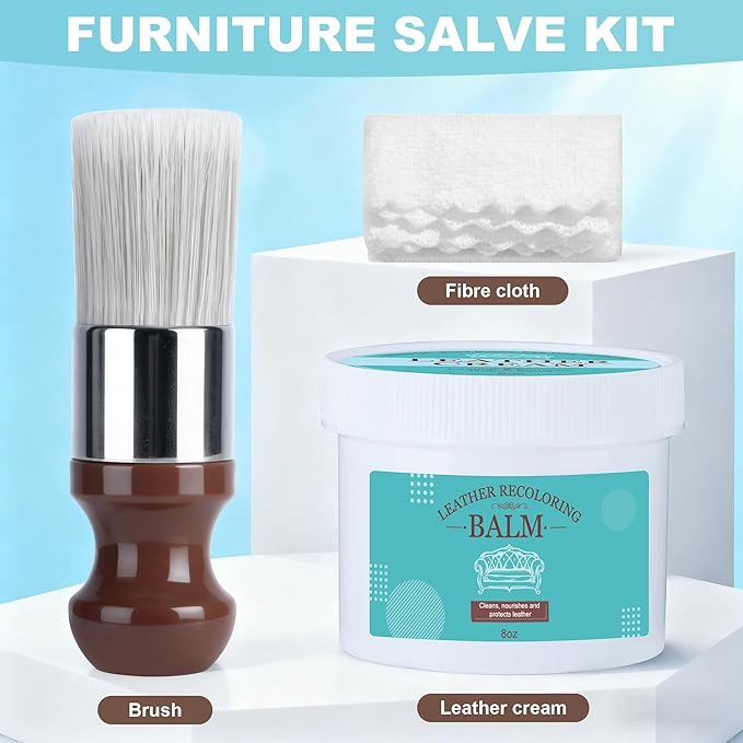 Leather & Furniture Repair Salve, 8oz Leather and Wood Furniture Conditioner, Restorer & Polish for Couches, Car Seats, Shoes, sofa