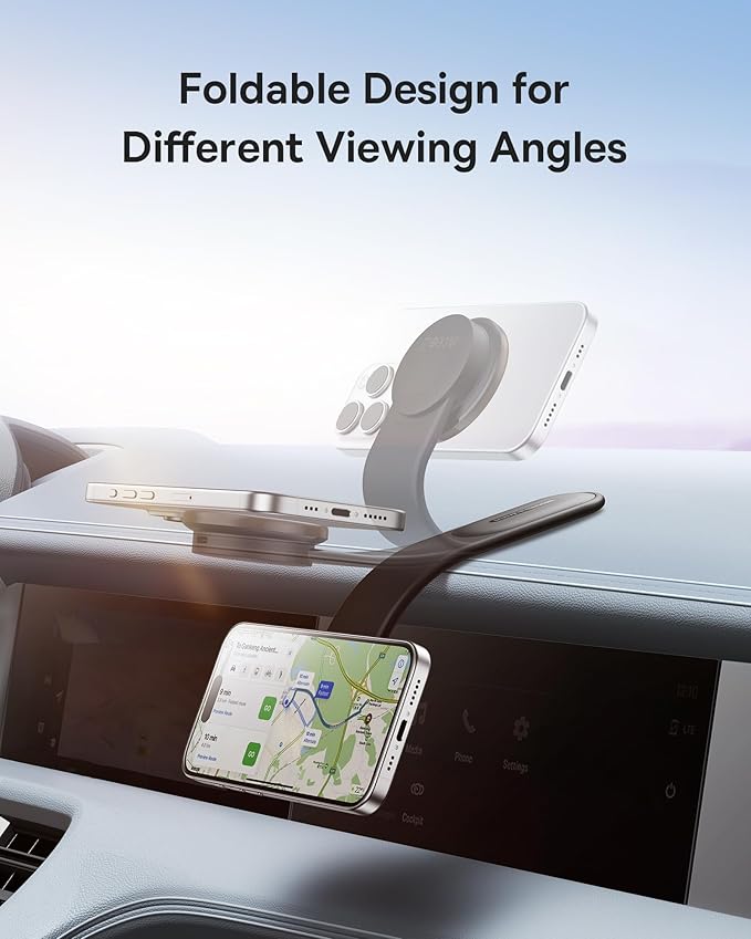 Baseus for Magsafe Car Mount Charger, 15W Wireless Car Charger Phone Holder, Magnetic Car Dash Mount for iPhone 15 14 13 12 Pro Plus Max, Bendable Memory Titanium Alloy for All Dashboard, Windshield