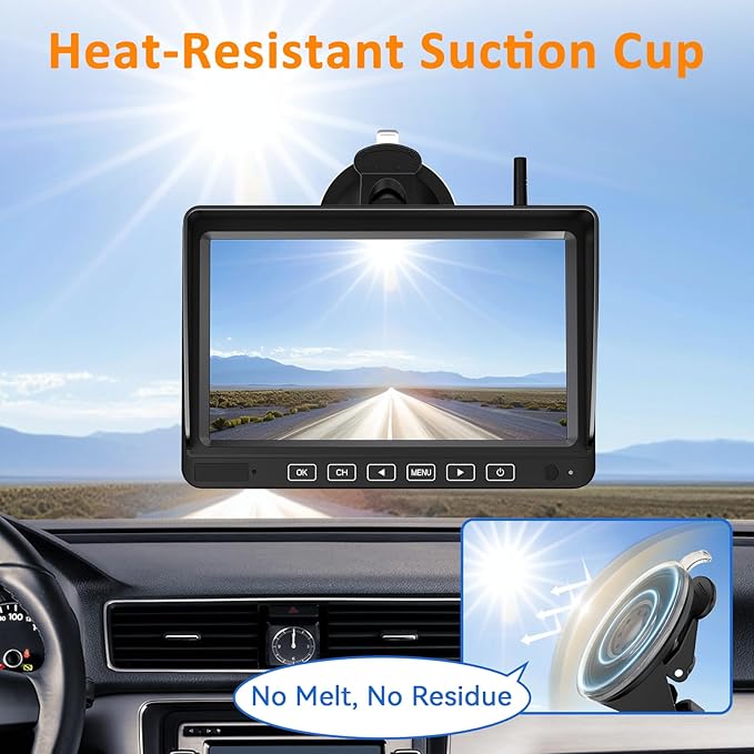 Wireless Backup Camera for Trailer - 7" 1080P RV Backup Camera with 4-Channel Split-Screen Monitor, AI Detection, Night Vision, Loud Beeps, Plug & Play, Compatible with Furrion Pre-Wired RVs