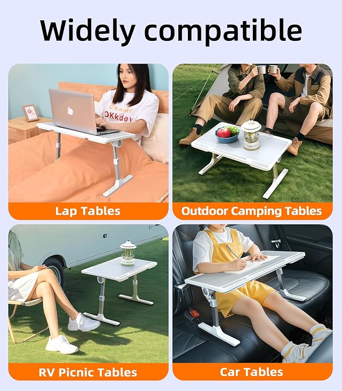 Large Car Seat Tray Table, Foldable Travel Tray for Kids Car Seat, Height Adjustable Car Lap Desk for Laptop Computer Tablet, Rear Seat Food Eating Tray, Car Travel Essentials for Long Trips