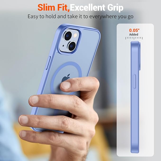 SUPFINE Magnetic for iPhone 14 Case & iPhone 13 Case (Compatible with MagSafe)(Military Grade Drop Protection) Slim Translucent Matte Shockproof Phone Cover,Blue Purple