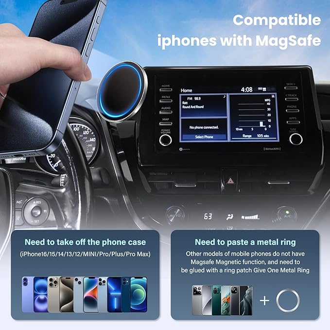 Car Phone Holder Fit for Toyota Camry 2021 2022 2023 2024 - for MagSafe Magnetic Cell Phone Mount for Camry Accessories 7 inch Touchscreen - Strong Magnets for iPhone (NOT FIT 9 inch)
