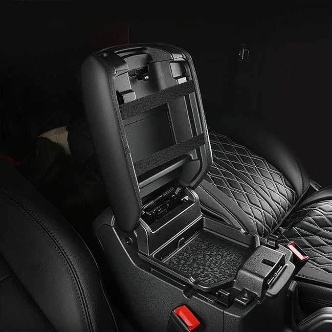 AOMSAZTO Armrest Cover for Jeep Wrangler Center Console Pad, Black Faux Leather Arm Rest Lid Protector Cushion Interior Accessories (2018-2025 Wrangler JL & Gladiator JT)