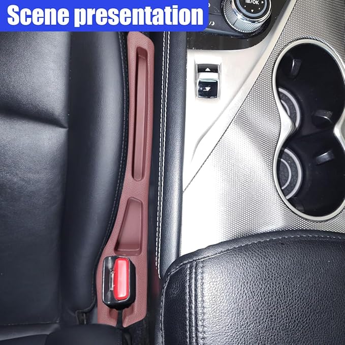 2PCS Car Seat Gap Filler Organizer, Car Center Console Side Plug with Storage Slot Prevent Falling, Multifunctional Vehicle Interior Phone Holder Accessories for Cars, Trucks, SUVs (Red)