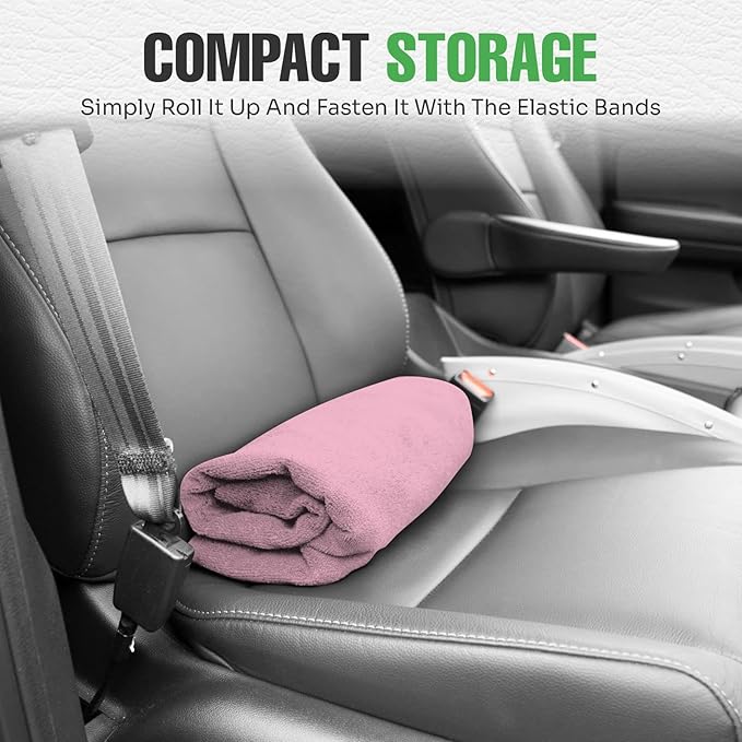 lebogner Car Seat Towel Cover for Post Gym Workout, Running, Swimming, and Hiking, 2 Pack Universal Fit Anti-Slip Waterproof Sweating Bucket Seat Protector for Cars, SUVs and Trucks, Pink