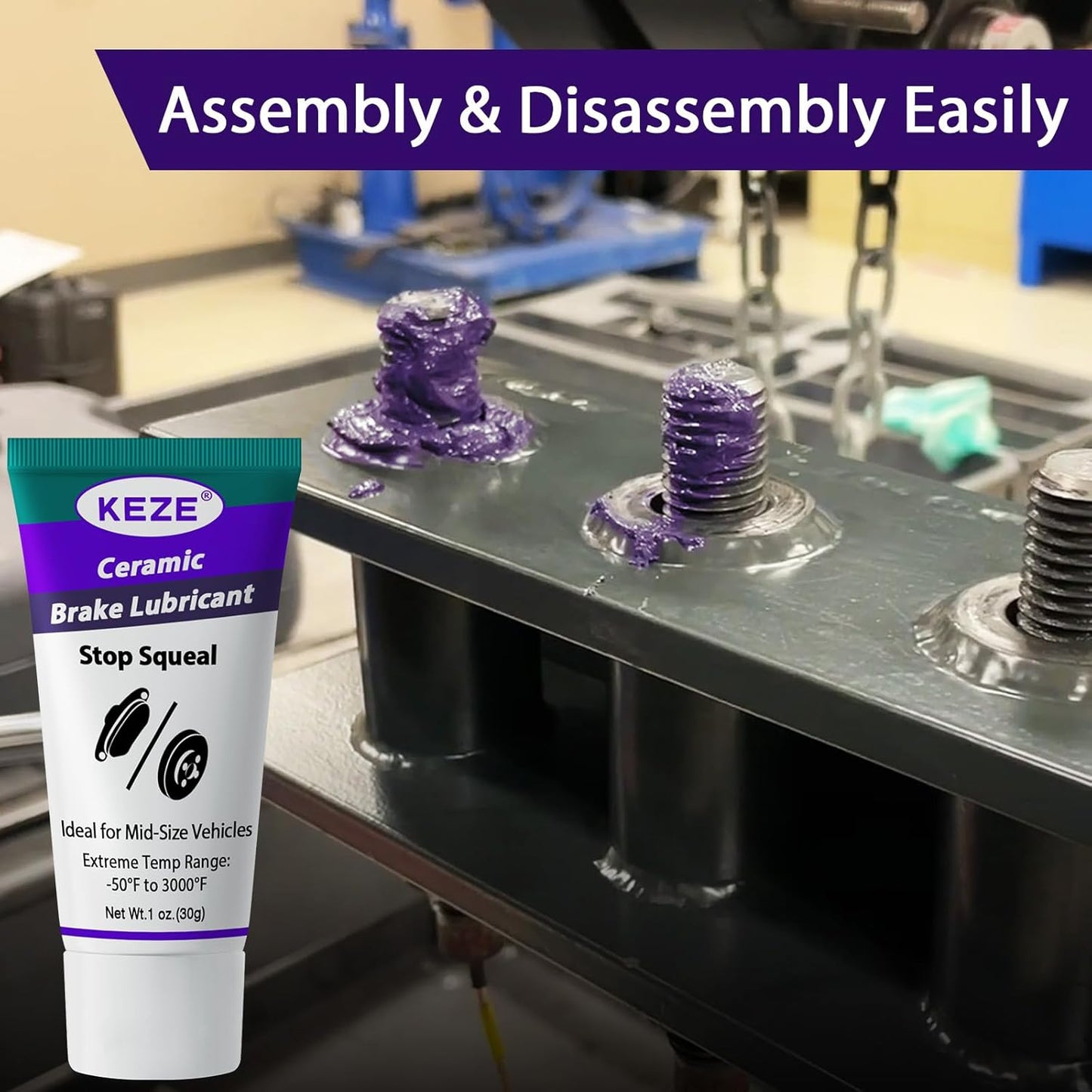 Keze Ceramic Brake Lubricant Grease Break Caliper Lube for Sliding Pin Parts Pad Superior Heat Resistance,Prevents Seizing Stops Squeaking,1 oz-3 Pack