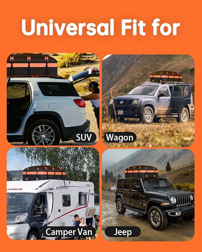 Car Rooftop Cargo Carrier Bag 30 Cubic Feet, Soft-Shell Luggage Cargo Bag Waterproof Bag, Include 2 Reinforced Straps, 6 Door Hooks, Anti-Slip Mat, Luggage Lock