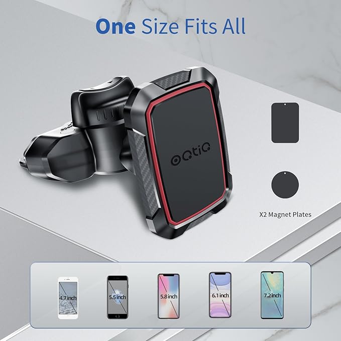 OQTIQ Magnetic CD Phone Car Mount for Car CD Player, Built-in 6 Strong Magnets, Compatible with iPhone 17 16 15 14 13 12 Series,Samsung Galaxy, LG, and More, Secure Mounting with Anti-Slip Pads