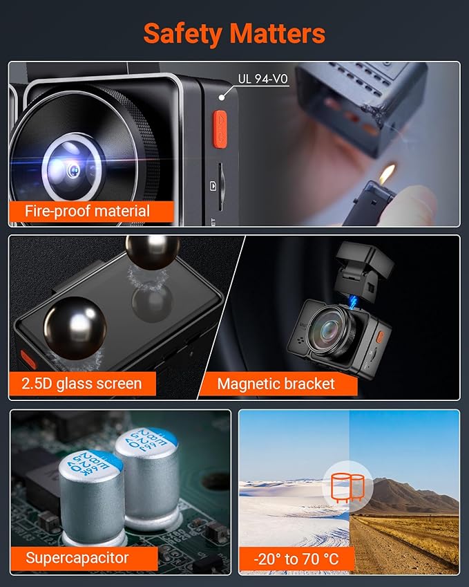 Vantrue E2 Dash Cam Front and Rear, 2.7K Upgrade Rear Cam, Dual STARVIS, 2.7K + 2.7K Dash Camera for Cars, Voice Control, WiFi, GPS, Night Vision, 24H Parking Mode, G-Sensor, 2.45" IPS, Support 512GB