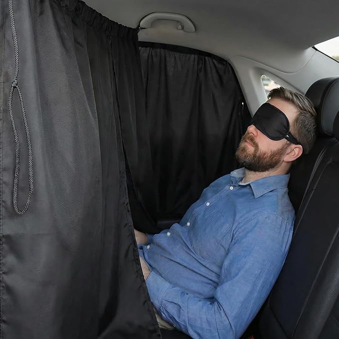 1PCS Car Privacy Curtain, Removable Auto Rear Seat & Side Window Sunshade Divider Curtain with Storage Bag, Backseat Partition Curtains Window Covers for Camping Nap Sleeping