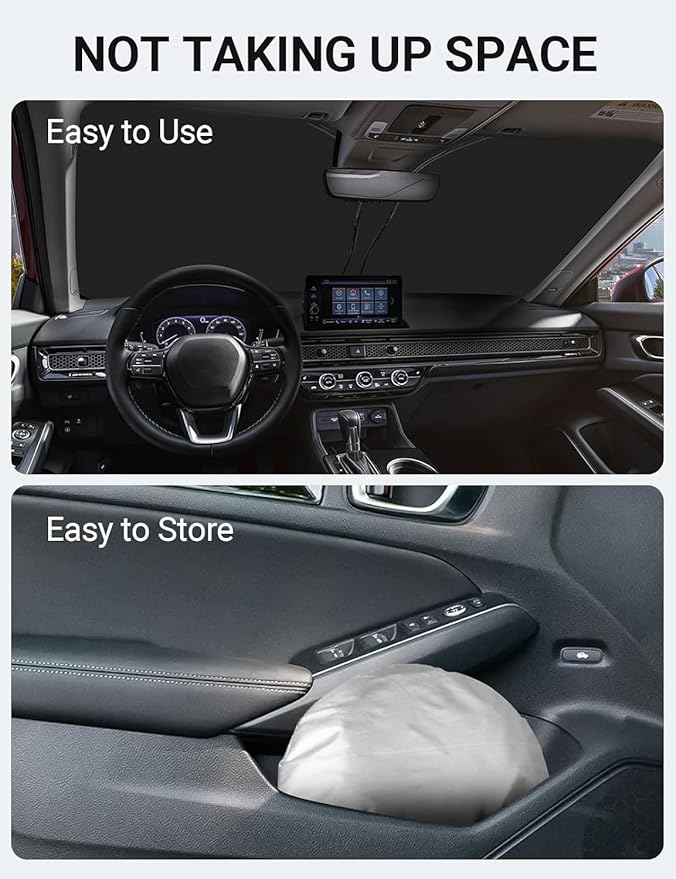 Proadsy 2026 Upgrade Windshield Sun Shade Custom Fit Honda Civic 2022-2025 2026 (Not for 2022 Sport) 4-Layer Foldable Front Sunshade Protector Sun Visor Blocks UV Rays Keep Car Cooler
