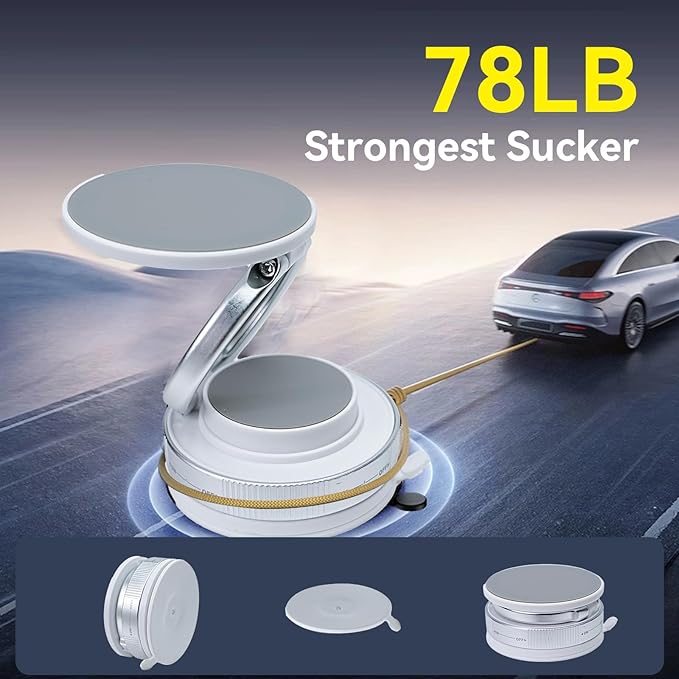 Upgraded 360° Nano Gel Vacuum Magnetic Car Phone Holder Ultra Strong Suction Magnetic Force for MagSafe, iPhone Air 17 16 15 14 13 12 Pro Max , Foldable Retractable Mount for Car/Dashboard/Gym/Mirror