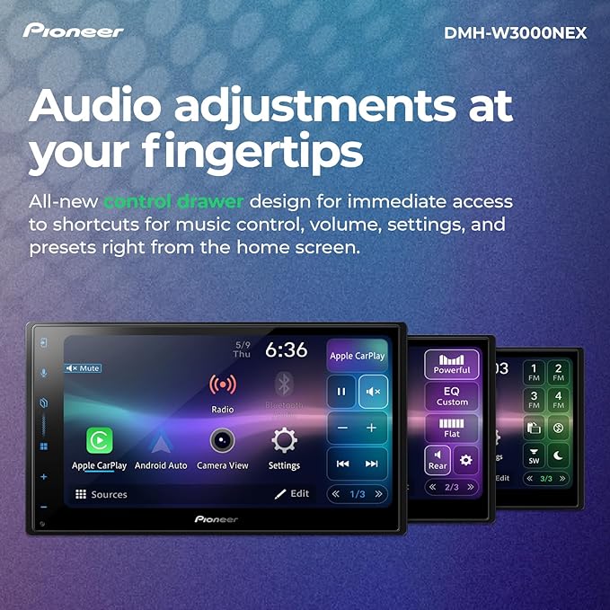Pioneer DMH-W3000NEX 6.8" Double Din Multimedia Digital Media Receiver, Wireless Apple CarPlay and Android Auto, Bluetooth, Backup Camera Compatible, Touchscreen, One Touch Navigation
