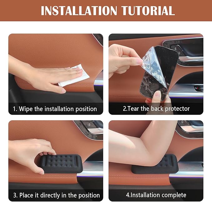 2PCS Car Arm Rest Elbow Pads,Comfortable Car Arm Rest Cushion with Memory Foam Pad for Arm Support,Universal Car Door Armrest Pad Car Interior Accessories (Black)