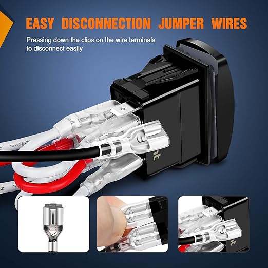 Nilight Turn Signal Switch Blue 4Pin ON-Off-ON Laser Etched SPDT Toggle Rocker Switches 12V 20A 24V 10A Jumper Wires for Cars RVs Campers Trailers