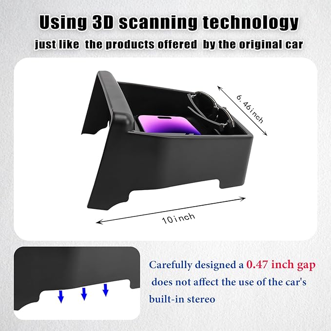 Center Console Organizer Compatible with 2023 2024 2025 2026 Honda CRV EX-L/Sport-L Hybrid Dashboard Tray Interior Insert Accessories Behind Screen Black