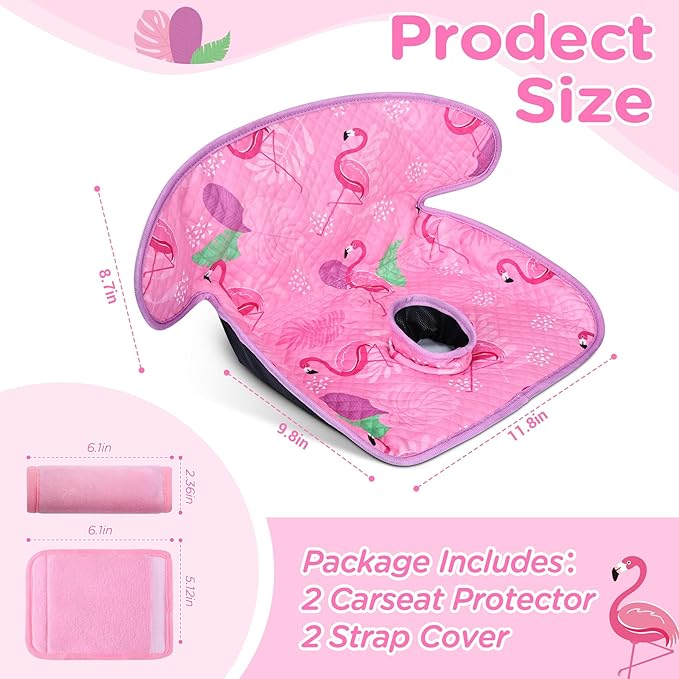Car Seat Potty Training Protector, 2 Pack Waterproof Piddle Pad Carseat for Baby Toddlers, Leak-Proof Car Seat Liner with Non-Slip & 2 Strap Covers, Machine Washable - Pink