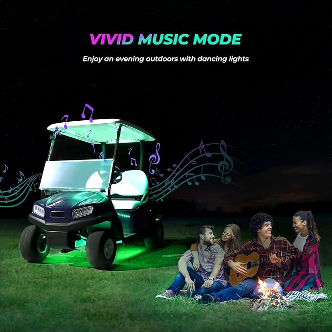 KEMIMOTO 12PCS Million Colors Golf Cart Underglow LED Strip Light Kit 12V Compatible with Club Car, EZGO, Drive, ICON, and Kandi, Waterproof IP68 Accent Neon Lighting Kit with 24 Modes, Multicolor RGB