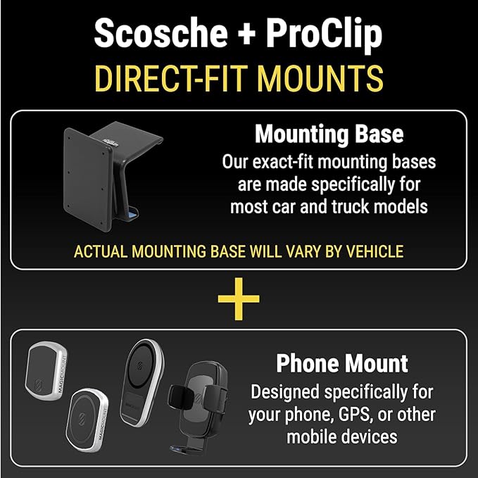 Scosche MagicMount Pro2 Magnetic Car Cell Phone Holder with AMPS Mounting Plate for Scosche/ProClip Vehicle Specific Mount Bases, Phone Stand Compatible with MagSafe, iPhone, Samsung