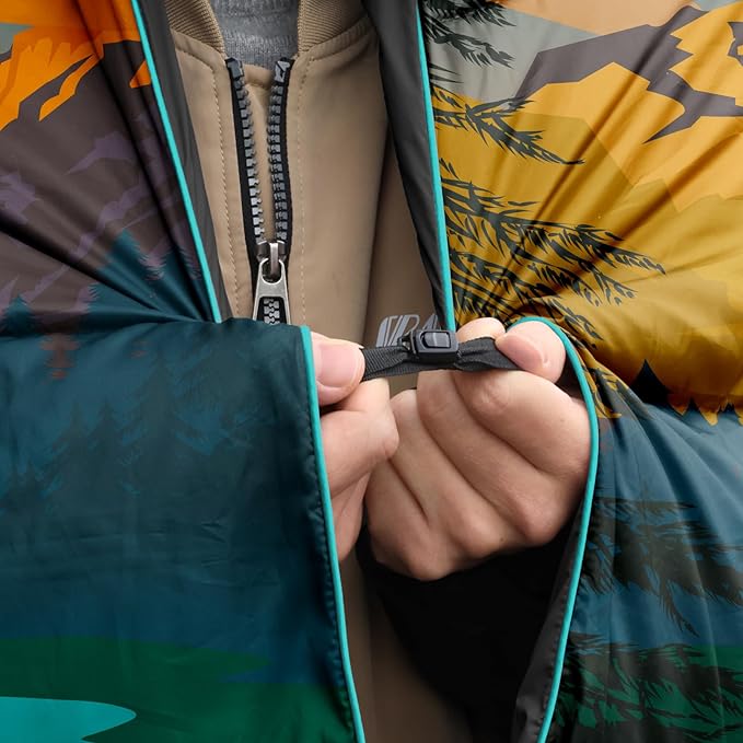 zzlamb Camping Blanket for Cold Weather,Outdoor Puffy Blanket Portable Down Alternative,Windproof Warm Cloak with Snaps,Cozy Quilt Backpacking Picnic RV Travel Plane Car Hammock Beach Climbing